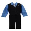 iGirlDress Boys Black Pinstripe Vest Suit with Victorian Blue Shirt Victorian Blue Size 4 view 1