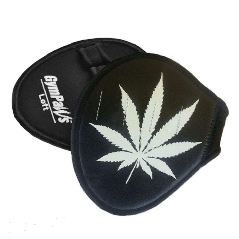 Pot Leaf Design Leather Workout Gloves | Weight Lifting Grips| 4 Finger Loops
