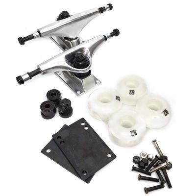 Essentials Raw Component Pack Includes 52mm White Wheels - 5.0" Hanger 7.75" Axle (Set of 2)