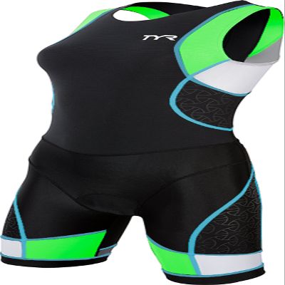 TYR 707TFNTXP6AS Women's Zip Back Trisuit, Black/Green/Light Blue, Small