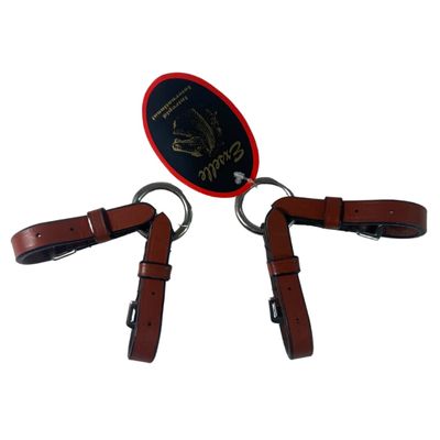 Exselle Elite Medium Brown Ringed Bit Converter - Horse Bit Converter for Equestrians, Horse Tack Accessory, Leather with Stainless Steel Ring and Buckle, Pelham Rounding, Converts to One-Rein Bits