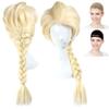 CaseEden Frozen Cosplay Wig, Elsa Queen Elsa Braid, Long, Gold, Blonde, White Melce Wig Net, Set of 2 view 1