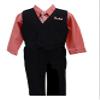 iGirlDress Boys Black Pinstripe Vest Suit with Coral Shirt Coral Size 4