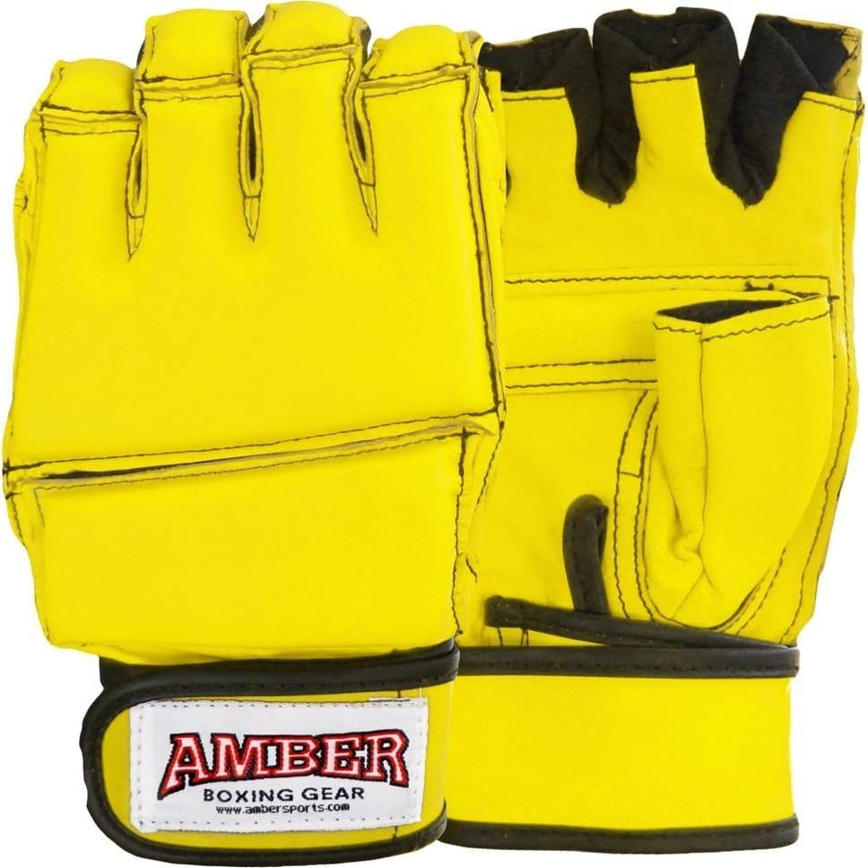 Premium Grappling Gloves for MMA Leather, Enhanced Grip, Excellent Wrist Support, Breathable Comfort - Ideal for Grappling and Clinch Fighting - Yellow Medium