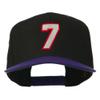 Number 7 Embroidered Classic Two Tone Snapback Cap - Black Purple OSFM view 1