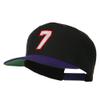 Number 7 Embroidered Classic Two Tone Snapback Cap - Black Purple OSFM view 2