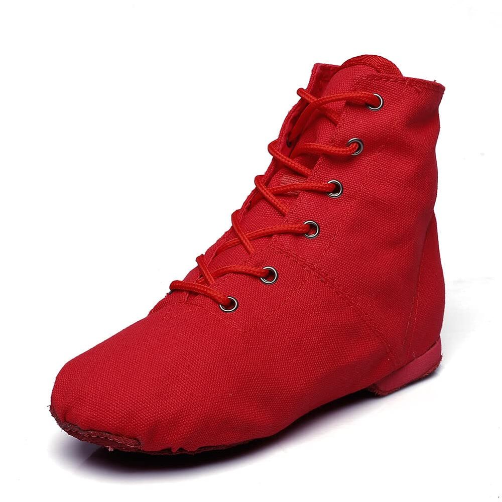 MSMAX Jazz Dance Shoes for Girls Lace-up Dancing Ballet Boots Sneakers for Boys Red 12 M US Little Kid