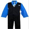 iGirlDress Boys Black Pinstripe Vest Suit with Vivid Blue Shirt view 2