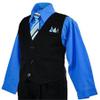 iGirlDress Boys Black Pinstripe Vest Suit with Vivid Blue Shirt view 3