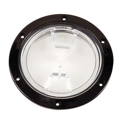 BECKSON MARINE DP40-B-C Beckson 4" Clear Center Screw Out Deck Plate Black