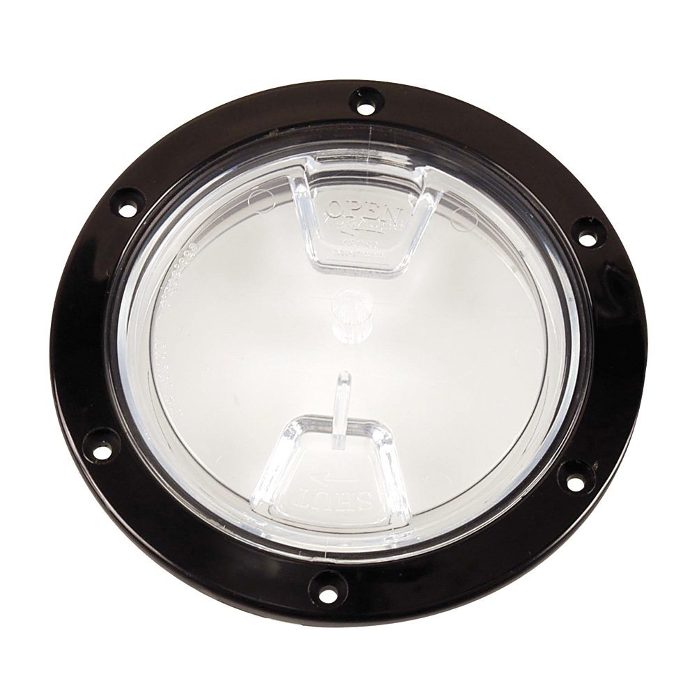 BECKSON MARINE DP40-B-C Beckson 4" Clear Center Screw Out Deck Plate Black