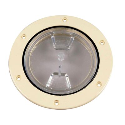 BECKSON Marine DP40-N-C Beckson 4" Clear Center Screw-Out Deck Plate Beige