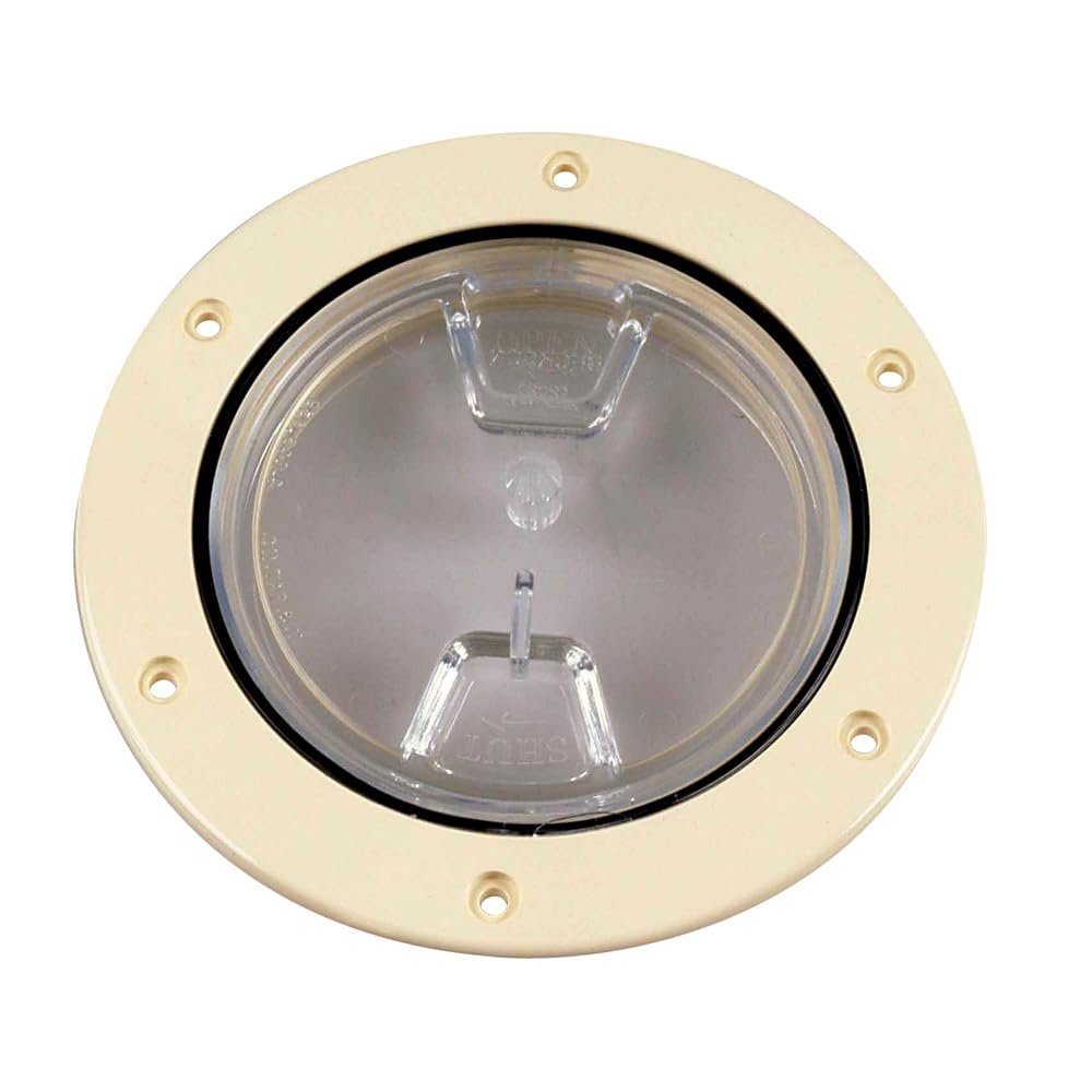BECKSON Marine DP40-N-C Beckson 4" Clear Center Screw-Out Deck Plate Beige