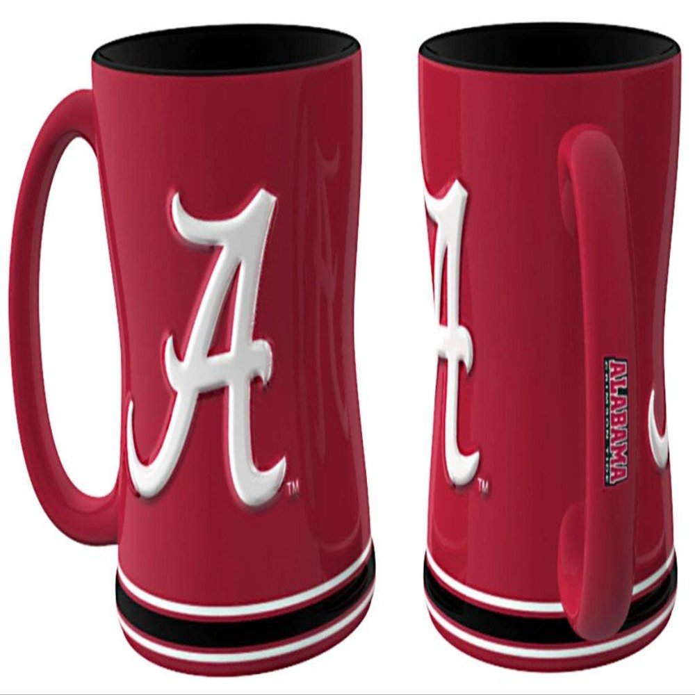 Boelter Brands NCAA Alabama Crimson Tide Unisex 14oz Sculpted Reliefcoffee Mug, Red, 14 Ounce