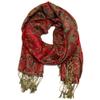 Falari Women's Woven Paisley Pashmina Shawl Wrap Scarf 80" x 27" (Style 1 - Red) view 3