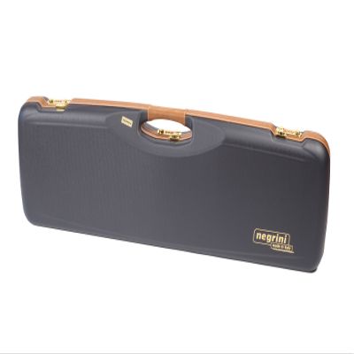 Negrini Cases 1654LX/5166 Trap Shotgun Case OU 1 Gun up to 34 3/8", Navy/Tan Leather/Navy