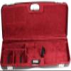 Negrini Luxury Shotgun Case - Hard Case for Over/Under, Un-Single, or Top-Single Shotgun - Fits 1 Shotgun, Up to 34 Barrels - Airline Approved, TSA Locks - Made in Italy - Black/Bordeaux view 3
