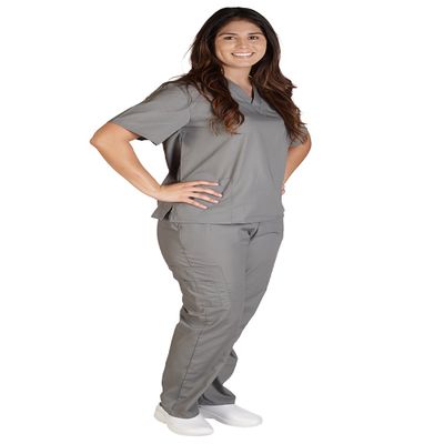 Natural Uniforms Women's Scrub Set Medical Scrub Top and Pants XXXL Gray