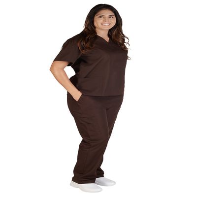 Natural Uniforms Women's Scrub Set Medical Scrub Top and Pants XS Chocolate