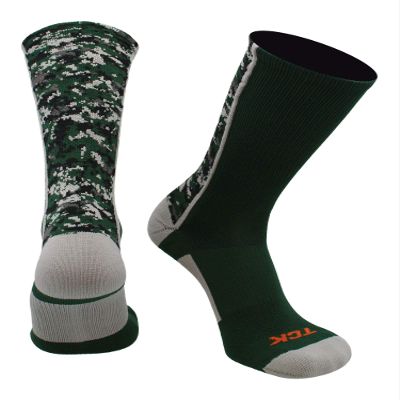 TCK Digital Camo Crew Socks (Dark Green, Large)