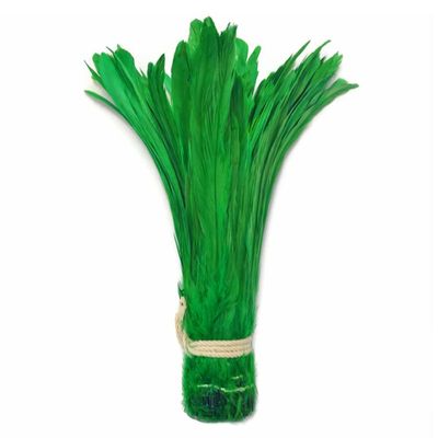 1/2 Yard - 8-10" Kelly Green Strung Natural Bleach & Dyed Rooster Coque Tail Wholesale Feathers (Bulk) Mardi Gras Costume Supply | Moonlight Feather