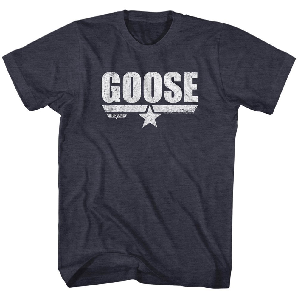 American Classics Top Gun 1980's Military Action Movie Vintage Style Goose Adult T-Shirt - Navy Heather (Goose) - Large