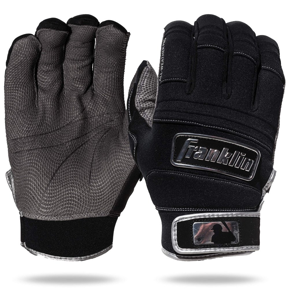 MLB Adult Cold Weather Pro Batting Glove, Pair, Small, Black/Black