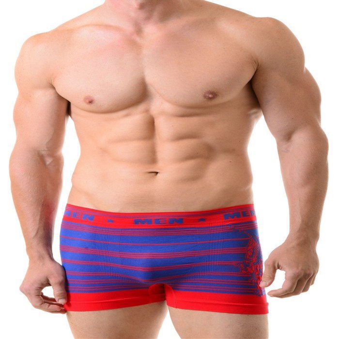 Fashion Mic Men's Basic Casual Seamless Boxer Briefs-Ancient Tiger Print (one Size, red)