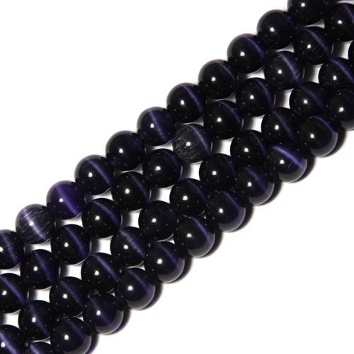 12mm Round Deep Violet Cat Eye Beads Strand 15 Inches Jewelry Making Beads