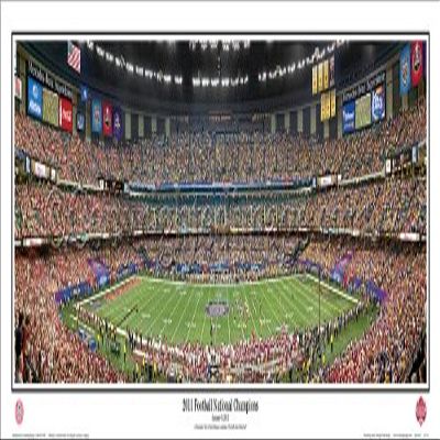 Alabama Football Wins 2011 BCS National Championship - NCAA Collage Football 13.5x39 Panoramic Poster. Deluxe Double Matted with Black Metal Frame #5031
