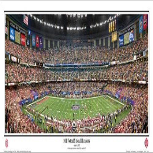 Alabama Football Wins 2011 BCS National Championship - NCAA Collage Football 13.5x39 Panoramic Poster. Deluxe Double Matted with Black Metal Frame #5031