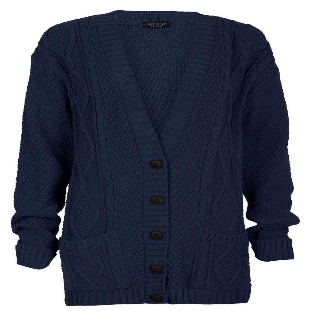 Forever Womens Long Sleeves Cable Knitted Grandad Button Cardigan