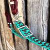 Challenger Western Nylon Braided Roping Knotted Barrel Reins Sea Green Brown 60764 view 2