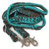 Challenger Western Nylon Braided Roping Knotted Barrel Reins Sea Green Brown 60764 view 4