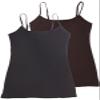 2 Pack Active Basic Women's Long Cami w/ Built in Bra Small Black, Brown view 1