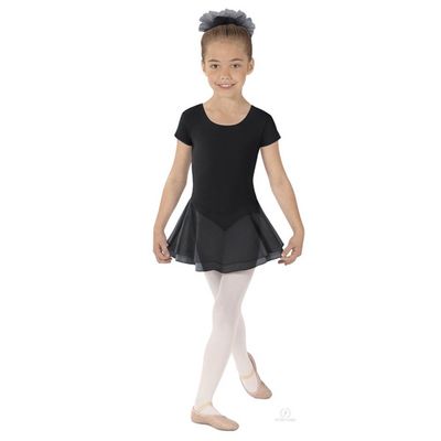 EUROTARD 10467 Child Short Sleeve with Double Layered Skirt (Black, Small)