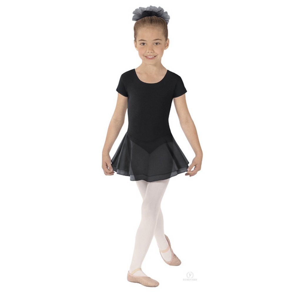 EUROTARD 10467 Child Short Sleeve with Double Layered Skirt (Black, Small)