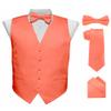 Vittorio Farina Solid Suit Vest for Men Set of 4 - Vest, Tie, Bow Tie & Pocket Square (Coral, 3XL) view 1