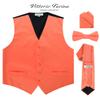 Vittorio Farina Solid Suit Vest for Men Set of 4 - Vest, Tie, Bow Tie & Pocket Square (Coral, 3XL) view 2