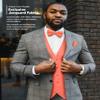 Vittorio Farina Solid Suit Vest for Men Set of 4 - Vest, Tie, Bow Tie & Pocket Square (Coral, 3XL) view 4