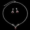 Topwholesalejewel Jewelry Set V Necklace Stud Earring Crystal Rhinestone Silver Siam Pear view 2