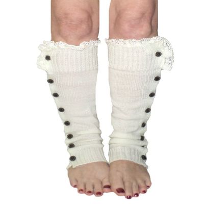 Ginga's Galleria Women's Button Lace Leg Warmers (Ivory)