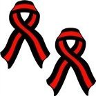 2 - 4" Thin Red Line Ribbon Decal Set Firefighter Memorial Sticker