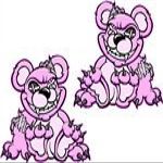 2 - 4" Pink Zombie Teddy Bear Decals