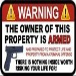 5" Warning Owner is Armed Sticker