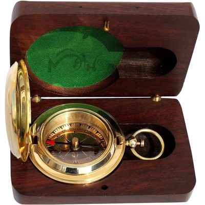 Backpacking Navigation Handmade Brass Personalize Compass for Best Man Get Well Hiking Camping Hunting Trekking Sailing Adventure Travelling Graduation Day Birthday Gifts for Son Back to School