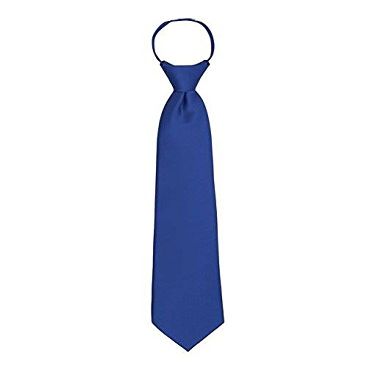 Boys Satin Feel 14 Inch Zipper Tie Royal Blue