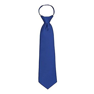 Boys Satin Feel 14 Inch Zipper Tie Royal Blue