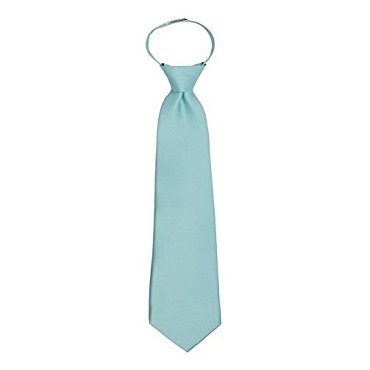 Boys Satin Feel 14 Inch Zipper Tie Aqua