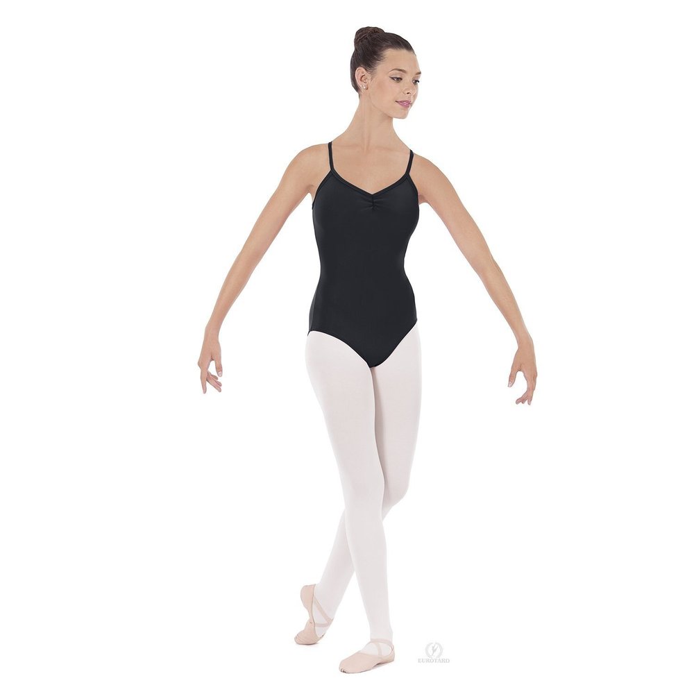 EUROTARD Adult Pinch Front and V Back Camisole Leotard (44527M)-Black-Large